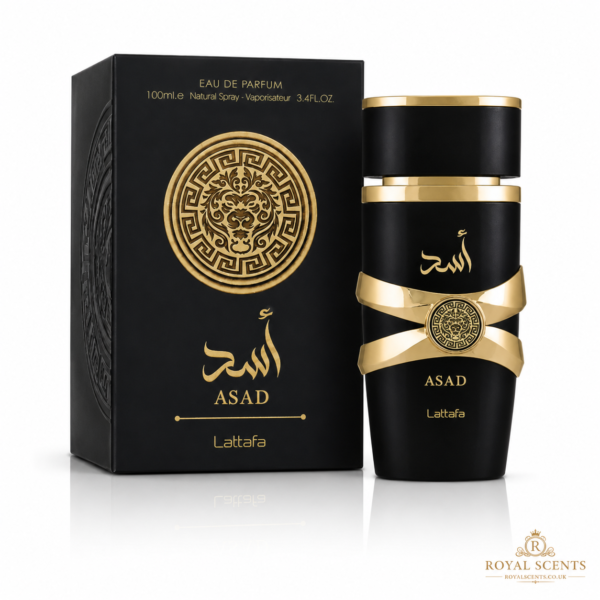 Lattafa Asad 100ml EDP black and gold bottle