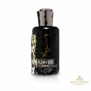 Lattafa Ajayeb Dubai 100ml EDP bottle, a pineapple, coffee and butterscotch gourmand