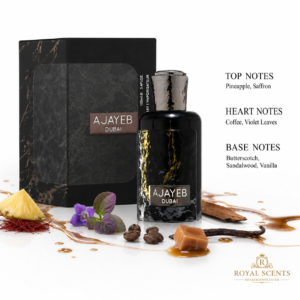 Lattafa Ajayeb Dubai fragrance notes: pineapple top, coffee heart and butterscotch base