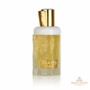 Lattafa Ajayeb Dubai Portrait 100ml EDP bottle, a mango, osmanthus and oud fragrance