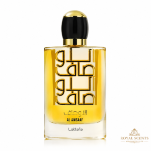 Lattafa Al Awsaaf 100ml EDP bottle, a smoky oud and woods fragrance for men and women