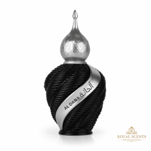 Lattafa Al Dana 100ml EDP bottle, a citrus, incense and woods fragrance