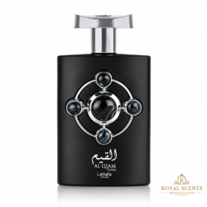 Lattafa Al Qiam Silver 100ml EDP bottle, a fresh grapefruit and ambrox fragrance