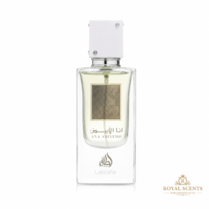 Lattafa Ana Abiyedh 60ml EDP bottle, a fresh pear and vanilla fragrance