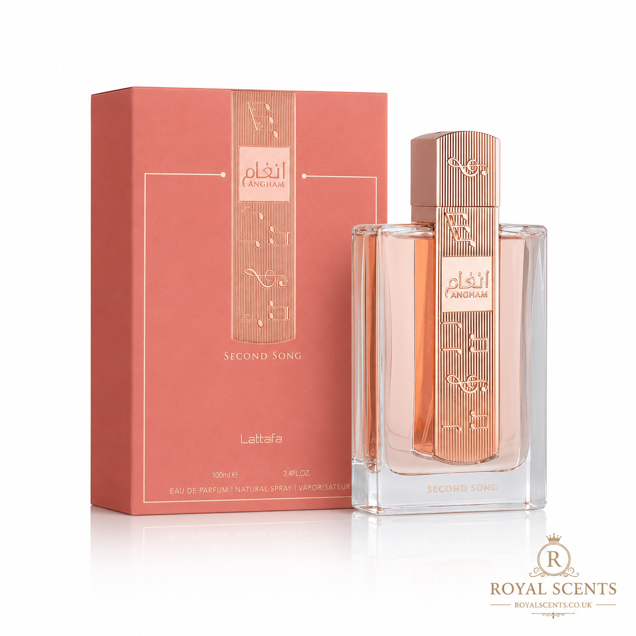 Lattafa Angham Second Song eau de parfum 100ml bottle shown front-on
