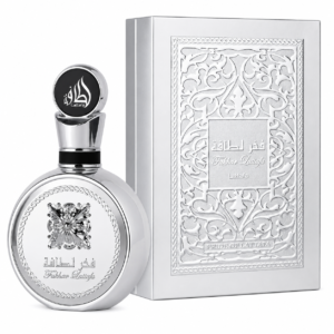 Lattafa Fakhar Platinum 100ml eau de parfum bottle from the Lattafa Fakhar range
