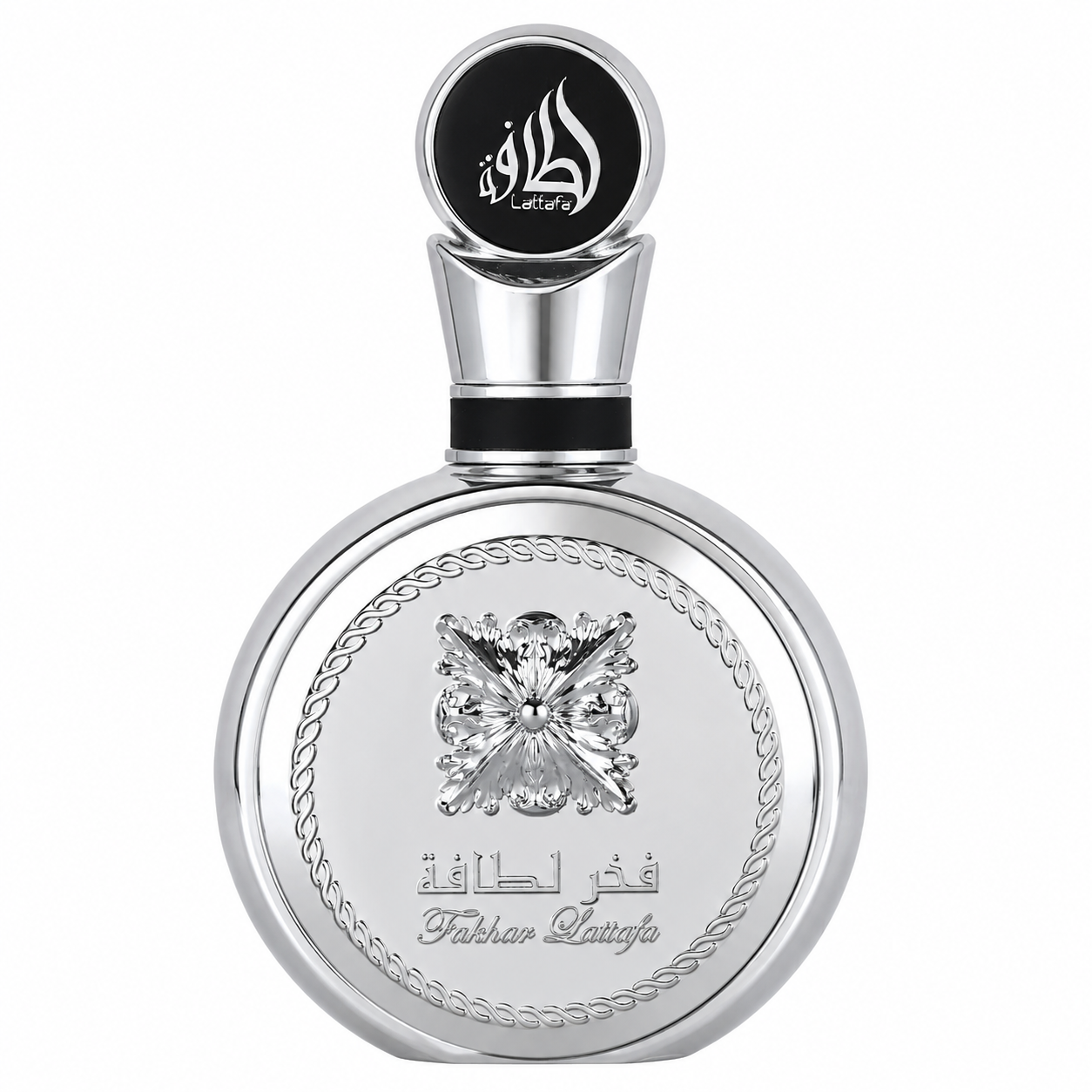 Lattafa Fakhar Platinum eau de parfum 100ml bottle shown front-on