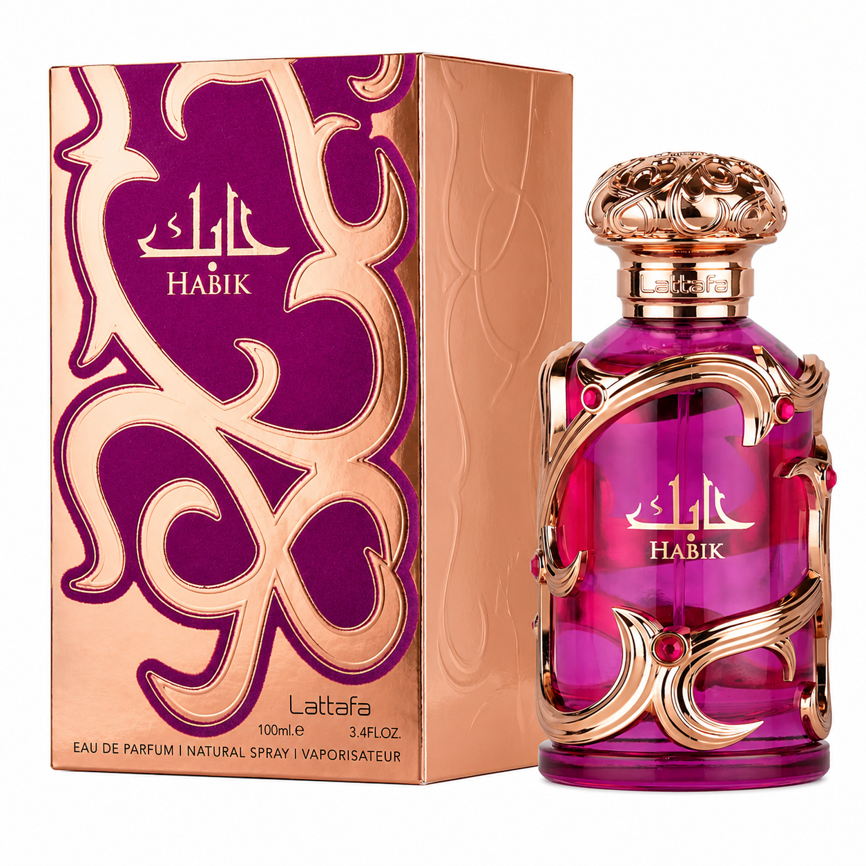 Lattafa Habik For Women 100ml eau de parfum bottle, a Dylan Purple style fragrance