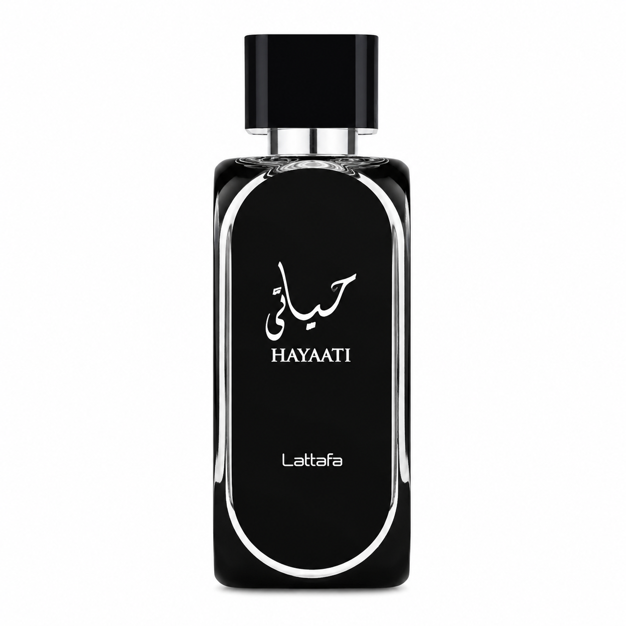 Lattafa Hayaati Black eau de parfum 100ml bottle shown front-on