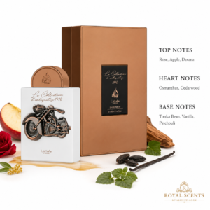 Lattafa 1910 Bike note pyramid: rose, apple, davana, osmanthus, cedarwood, tonka bean, vanilla, patchouli