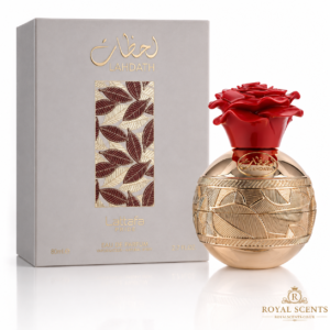 Lattafa Lahdath 80ml eau de parfum bottle and box, UK stock at Royal Scents