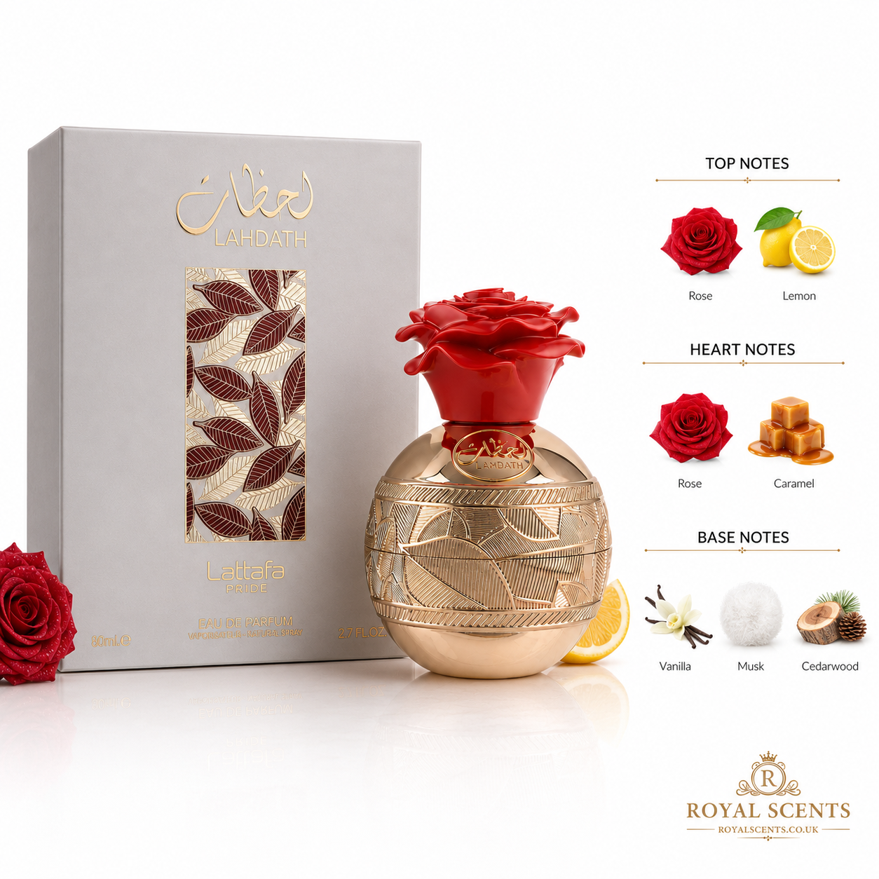 Lattafa Lahdath 80ml EDP – Rose, Caramel & Vanilla Floral - Image 3