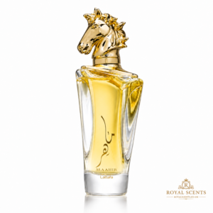 Lattafa Maahir 100ml eau de parfum bottle, saffron, rose and oud