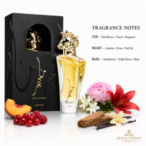 Lattafa Maahir 100ml eau de parfum note pyramid: saffron, rose and oud