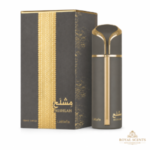 Lattafa Mishlah 100ml EDP bottle and box at Royal Scents, office-friendly unisex woody