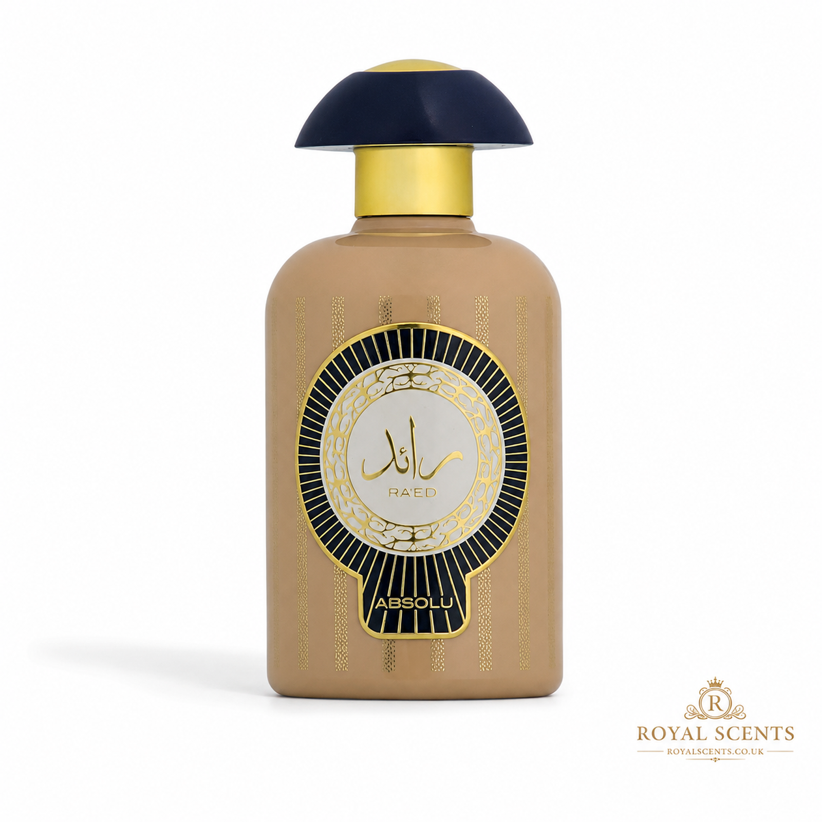 Lattafa Ra'ed Absolu 100ml eau de parfum bottle, saffron, rose and amber, a woody fragrance